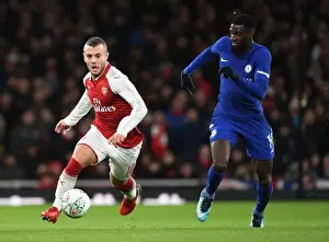 Arsenal V Chelsea - Carabao Cup 2017-18 Prints: Jack Wilshere vs. Tiemoue Bakayoko: Battle in the Arsenal v Chelsea Carabao Cup Semi-Final