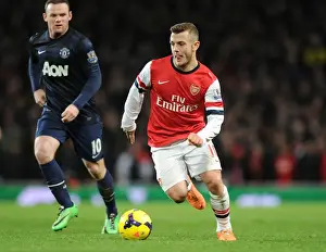 Arsenal V Manchester United 2013-14 Prints: Jack Wilshere vs Wayne Rooney: Battle in the Midfield - Arsenal vs Manchester United