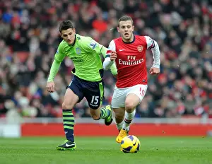 Arsenal V Aston Villa - 2012-13 Prints: Jack Wilshere's Agility: Outmaneuvering Ashley Westwood