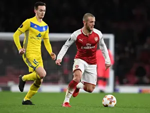 Arsenal V BATE Borisov 2017-18 Prints: Jack Wilshere's Midfield Mastery: Overpowering Mirko Ivanic for Arsenal in Europa League Clash