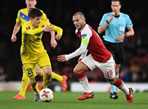 Arsenal V BATE Borisov 2017-18 Prints: Jack Wilshere's Midfield Mastery: Overpowering Stanislav Dragun for Arsenal in Europa League Clash