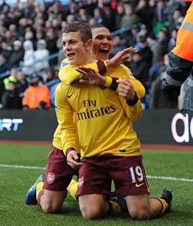 Aston Villa V Arsenal 2010-11 Prints: Jack Wilshere's Thrilling Goal Celebration with Kieran Gibbs: Arsenal's Victory over Aston Villa (4-2)