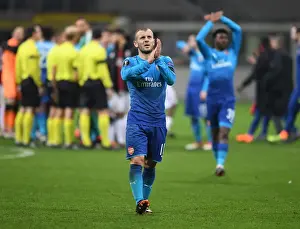 AC Milan V Arsenal 2017-18 Prints: Jack Wilshere's Triumphant Return: Celebrating with Arsenal Fans after Europa League Victory over AC Milan