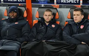 Shakhtar Donetsk V Arsenal 2010-11 Prints: Jay Emmanuel Thomas, Henri Lansbury and Wojciech Szczesny (Arsenal). Shakhtar Donetsk 2