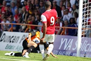 Images Dated 17th July 2010: Jay Simpson scores Arsenals 3rd goal his 2nd. Barnet 0: 4 Arsenal. Pre Season Friendly