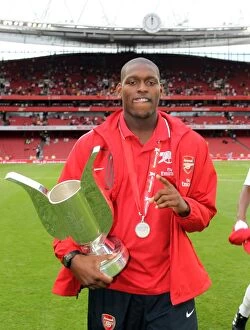 Arsenal v Celtic 2010-11 Collection: Jay Thomas (Arsenal) with the Emirates trophy. Arsenal 3: 2 Celtic. Emirates Cup Pre Season