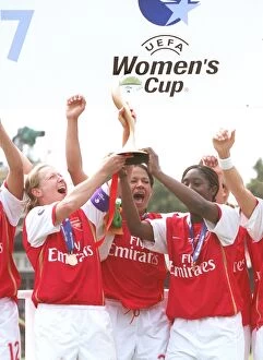 Arsenal Ladies v Umea IK 2006-07 Collection: Jayne Ludlow and Anita Asante (Arsenal) with the European Trophy