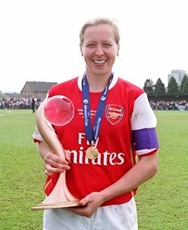 Arsenal Ladies v Umea IK 2006-07 Collection: Jayne Ludlow (Arsenal) with the European Trophy