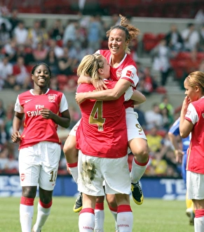 Jayne Ludlow and Lianne Sanderson Celebrate Arsenal's Second Goal in FA Womens Cup Final Victory