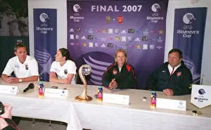 Jayne Ludlow and Vic Akers in the Pre match Press Conference with Andree Jeglertz