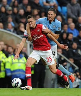 Manchester City V Arsenal 2012:13 Prints: Jenkinson Fouls Garcia: Manchester City vs. Arsenal, Premier League 2012-13