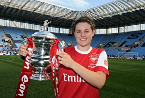 Arsenal Ladies V Bristol Academy FA Cup Final 2011 Prints: Jennifer Beattie (Arsenal) with the FA Cup Trophy. Arsenal Ladies 2: 0 Bristol Academy