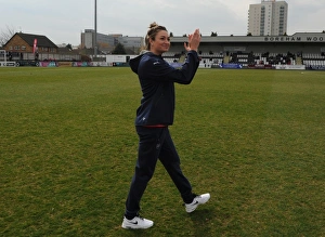 Jodie Taylor (Arsenal Ladies) is introduced to the fans before the match