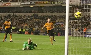 Wolverhampton Wanderers v Arsenal 2009-10 Collection: Jody Craddock deflects the ball past Wolves goalkeeper