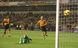 Wolverhampton Wanderers V Arsenal 2009-10 Prints: Jody Craddock deflects the ball past Wolves goalkeeper