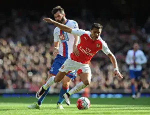 Arsenal V Crystal Palace 2015-16 Prints: Joe Ledley Fouls Alexis Sanchez: Arsenal vs Crystal Palace, Premier League 2015-16