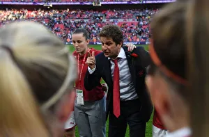 Arsenal Women V Chelsea Ladies - FA Cup Final 2018 Prints: Joe Montemurro: Arsenal Women's Manager Delivers Instructions after FA Cup Final vs