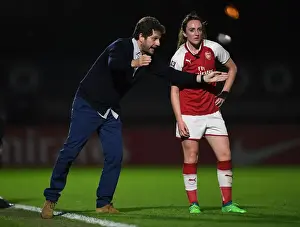 Arsenal Women V Reading Women 2017-18 Prints: Joe Montemurro Coaching Lisa Evans during Arsenal Women's Match