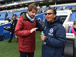 Brighton And Hove Albion Women V Arsenal Women 2018-19 Prints: Joe Montemurro and Hope Powell Face Off: Arsenal Women vs