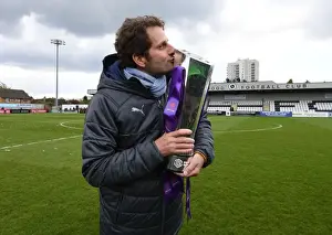 Arsenal Women V Manchester City Women 2018-19 Prints: Joe Montemurro Lifts WSL Trophy: Arsenal Women's Historic Victory over Manchester City