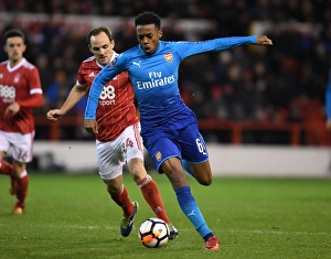 Nottingham Forest V Arsenal FA Cup 3rd Round 2017-18 Prints: Joe Willock Breaks Past David Vaughan: Nottingham Forest vs