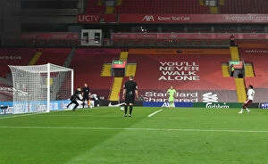 Liverpool v Arsenal - Carabao Cup 2020-21 Collection: Joe Willock Scores the Winning Penalty: Liverpool vs. Arsenal in Carabao Cup 2020-21 (Empty Anfield)