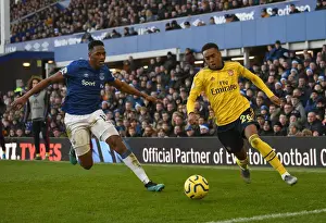 Everton V Arsenal 2019-20 Prints: Joe Willock vs Yerry Mina: Intense Battle at Goodison Park - Everton vs Arsenal