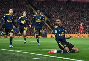 Images Dated 31st October 2019: Joe Willock's Hat-Trick: Arsenal's 5-5 Thriller at Anfield - Carabao Cup 2019-20