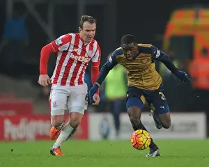 Stoke City V Arsenal 2015-16 Prints: Joel Campbell's Slick Move: Outmaneuvering Glenn Whelan in the Stoke City vs
