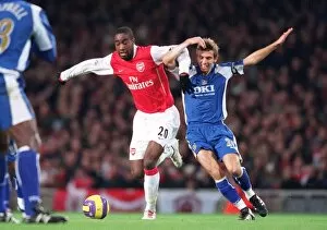 Arsenal v Portsmouth 2006-07 Collection: Johan Djourou (Arsenal) Gary O Neil (Portsmouth)