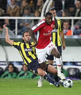 Fenerbahce v Arsenal 2008-09 Collection: Johan Djourou (Arsenal) Semih Senturk (Fenerbahce)