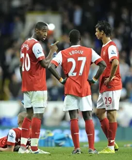 Images Dated 21st September 2010: Johan Djourou, Marouane Chamakh and Emmanuel Eboue (Arsenal). Tottenham Hotspur 1