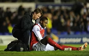 Images Dated 1st January 2011: Johan Djourou is treated by Arsenal physio Colin Lewin. Birmingham City 0: 3 Arsenal