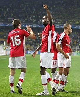 Fenerbahce v Arsenal 2008-09 Collection: Johan Djourou's Jubilation: Arsenal's Unforgettable 5-2 Victory Over Fenerbahce In The Champions