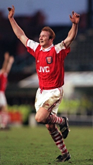 John Hartson (Arsenal) celebrates a goal