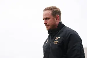Arsenal Women V Manchester City Women 2022-23 Prints: Jonas Eidevall's Steady Gaze: Arsenal Manager Prepares for Battle Against Manchester City