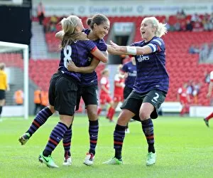 Images Dated 26th May 2013: Jordan Nobbs celebrates scoring Arsenals 2nd goal with Rachel Yankey and Steph Houghton