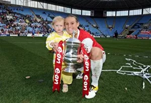 Julie Fleeting (Arsenal) with the FA Cup Trophy. Arsenal Ladies 2: 0 Bristol Academy