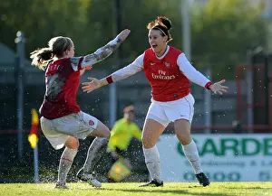Julie Fleeting celebrates scoring Arsenals 2nd goal with Kim Little