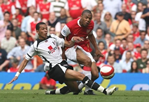 Arsenal v Fulham 2006-07 Collection: Julio Baptista (Arsenal) Lian Rosenior (Fulham)