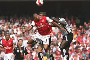 Arsenal V Fulham 2006-07 Prints: Julio Baptista (Arsenal) Papa Bouba Diop and Brian McBride (Fulham)