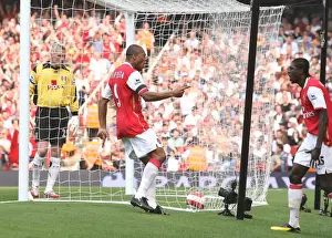 Julio Baptista celebrates scoring the 1st Arsenal goal with Emmanuel Adebayor