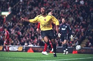Liverpool v Arsenal - Carling Cup Collection: Julio Baptista celebrates scoring his 2nd goal Arsenals 3rd