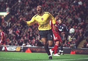 Liverpool v Arsenal - Carling Cup Collection: Julio Baptista celebrates scoring his 2nd goal Arsenals 3rd