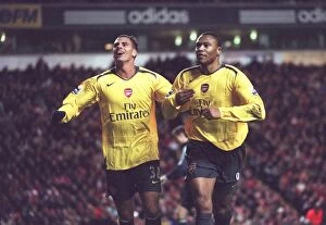 Liverpool v Arsenal - Carling Cup Collection: Julio Baptista celebrates scoring his 3rd goal Arsenals 4th with Jermie Aliadiere