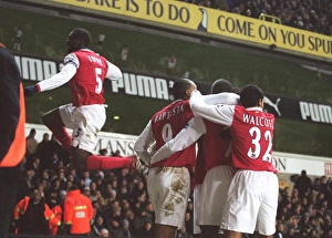 Tottenham Hotspur v Arsenal (Carling Cup) 2006-07 Collection: Julio Baptista celebrates scoring his and Arsenals 2nd goal with Theo Walcott