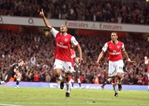 Arsenal v Manchester City 2006-7 Gallery: Julio Baptista celebrates scoring Arsenals 3rd goal with Gilberto