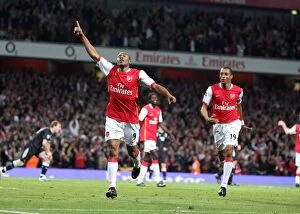 Arsenal v Manchester City 2006-7 Gallery: Julio Baptista celebrates scoring Arsenals 3rd goal with Gilberto