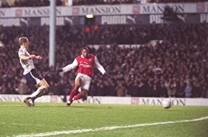 Tottenham Hotspur v Arsenal (Carling Cup) 2006-07 Collection: Julio Baptista scores Arsenals 1st goal under pressure from Michael Dawson