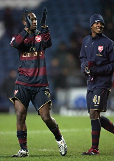 Justin Hoyte and Gavin Hoyte (Arsenal) celebrate at the end of the match